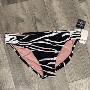Bar III Black & Blush Zebra-Print Bikini Bottoms